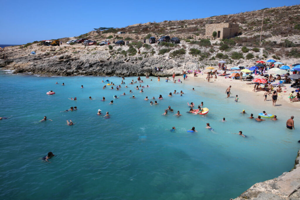 Swimming at Hondoq ir-Rummien Bay in Gozo.