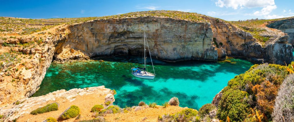Stunning view at Comino Island, Malta.