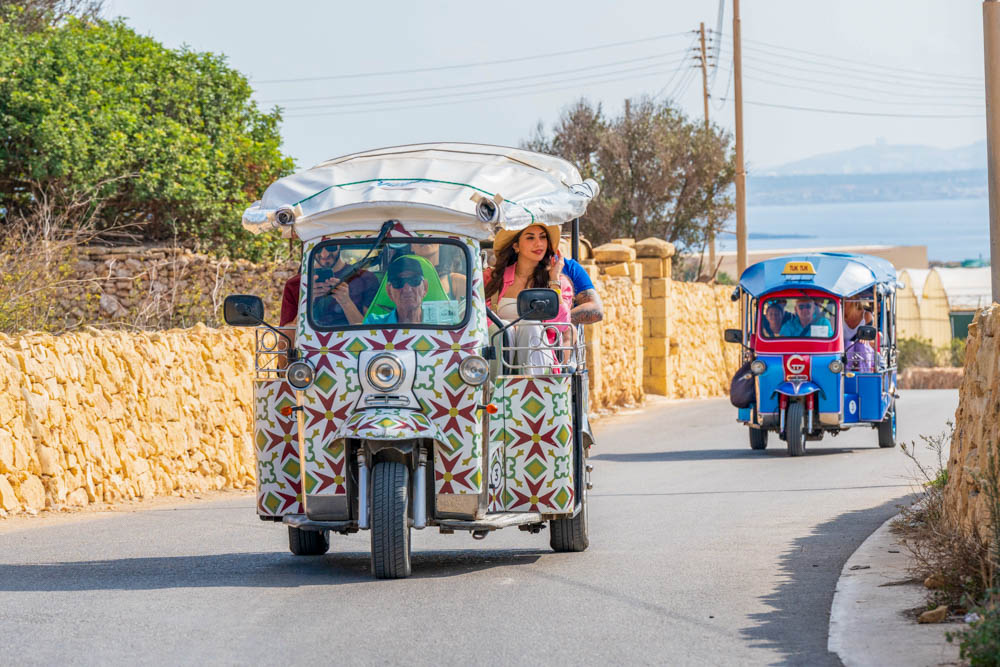 Tuk Tuk Tour of Gozo in full spin
